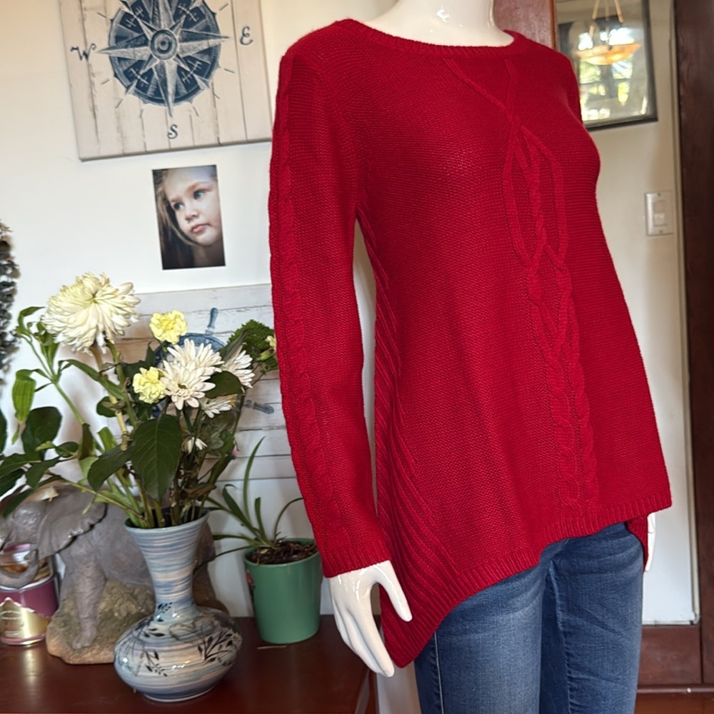 NWT Style&Co size small Red Cable Knit Sweater